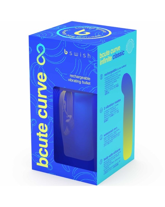 B Swish СИЛИКОНОВЫЙ АККУМУЛЯТОРНЫЙ ВИБРАТОР BCUTE CURVE INFINITE CLASSIC, ОГРАНИЧЕННАЯ ВЫПУСК, ЭЛЕКТРИЧЕСКИЙ СИНИЙ