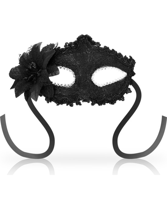 Ohmama Masks OHMAMA - ANTIZAZ MASKS VENETIAN STYLE SIDE FLOWER - BLACK