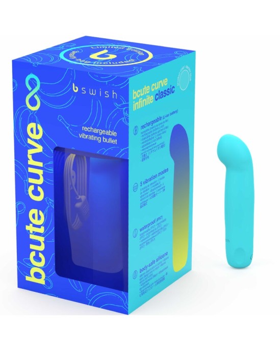 B Swish BCUTE CURVE INFINITE CLASSIC LIMITED EDITION SILICONE RECHARGEABLE VIBRATOR ELECTRIC BLUE