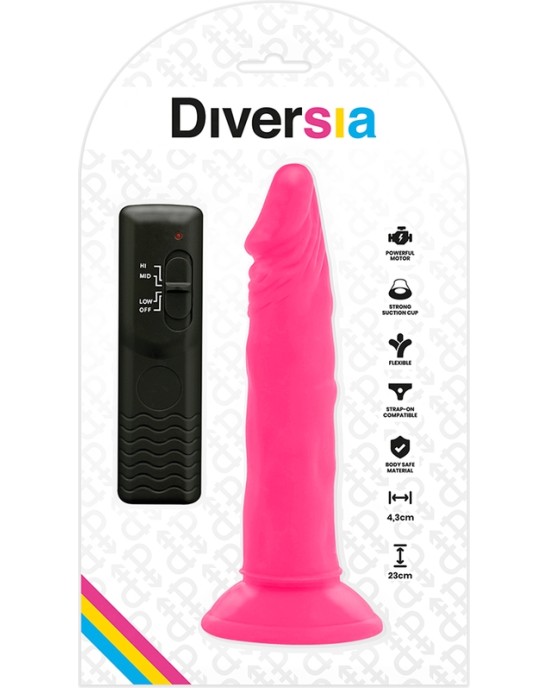 Diversia Elastīgs Dildo ar vibrāciju 23 CM - rozā