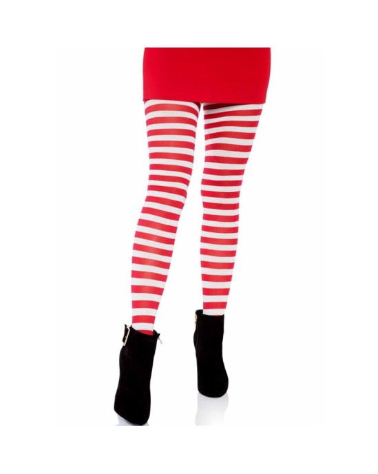 Leg Avenue Hosiery LEG AVENUE - WHITE/RED STRIPED TIGHTS