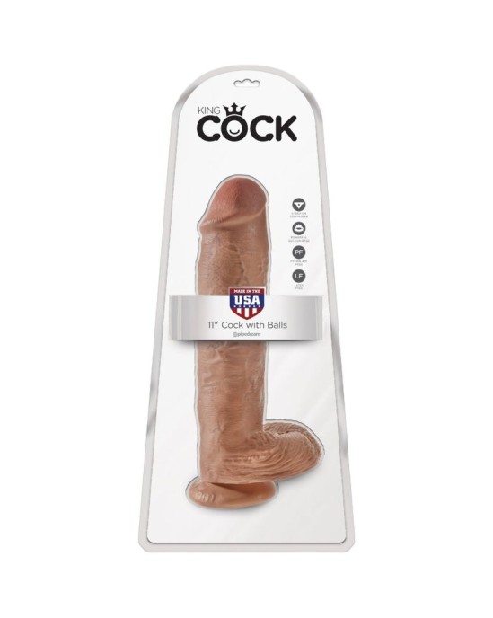 King Cock REĀLISTS PENIS AR Bumbiņām 22,6 CM KARAMELE