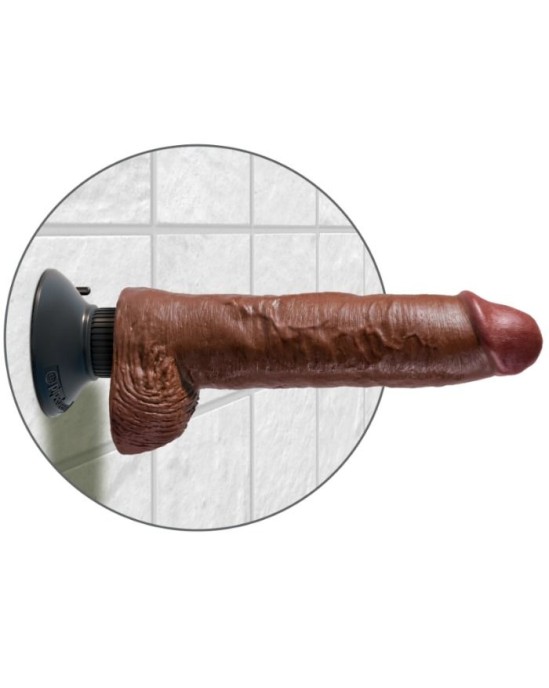 King Cock Vibrators ar sēkliniekiem 25,5 CM brūns