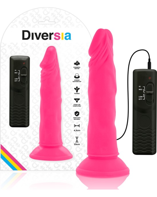 Diversia Elastīgs Dildo ar vibrāciju 23 CM - rozā