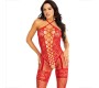 Leg Avenue Tīkliņtērps LEG AVENUE - BODYSTOCKING NECK HALTER Sarkana