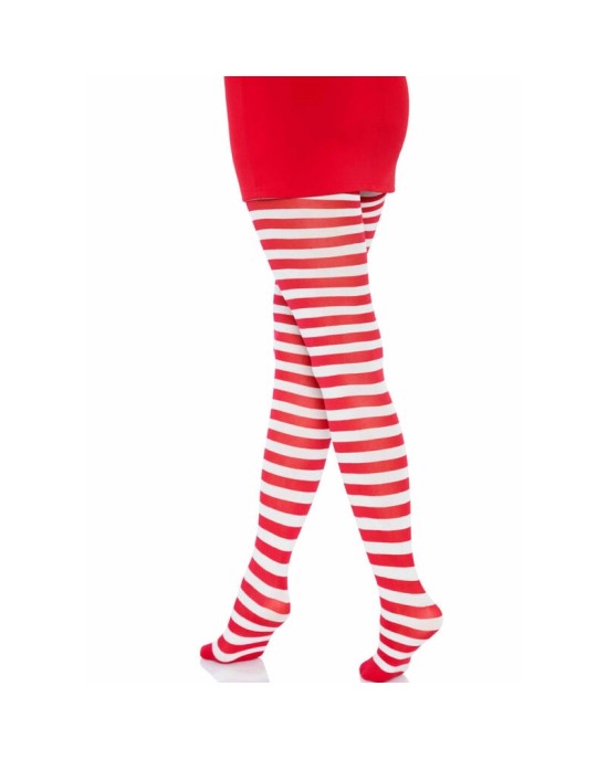 Leg Avenue Hosiery LEG AVENUE - WHITE/RED STRIPED TIGHTS