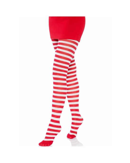 Leg Avenue Hosiery LEG AVENUE - WHITE/RED STRIPED TIGHTS