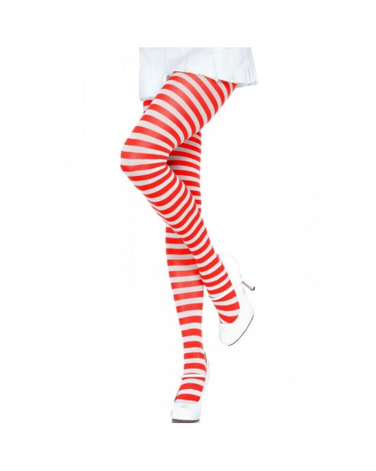 Leg Avenue Hosiery LEG AVENUE - WHITE/RED STRIPED TIGHTS