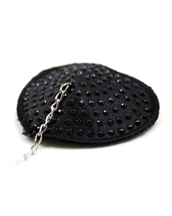 Latetobed Bdsm Line Nipple Covers with Metal Chain Black