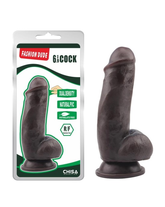 Chisa Dildo Dual Density Fashion Dude 17,5 x 4,9 cm brūns