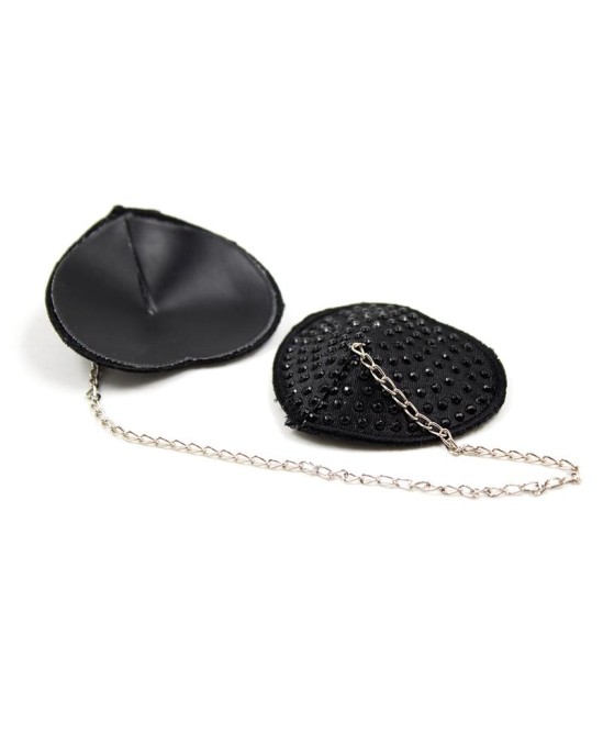 Latetobed Bdsm Line Nipple Covers with Metal Chain Black