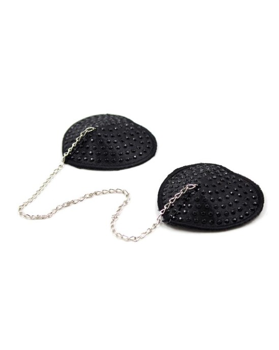 Latetobed Bdsm Line Nipple Covers with Metal Chain Black