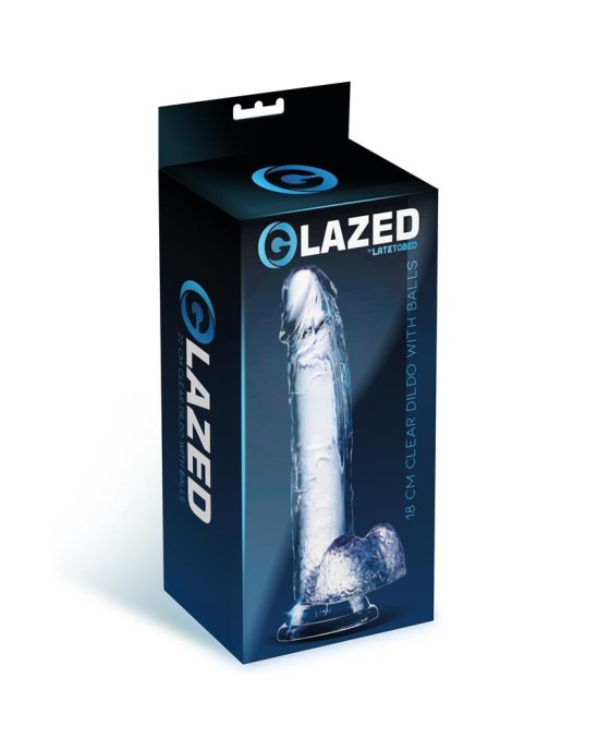 Glazed Realistic Dildo with Testicles Crystal Material 18 cm