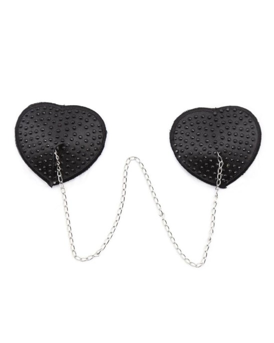 Latetobed Bdsm Line Nipple Covers with Metal Chain Black