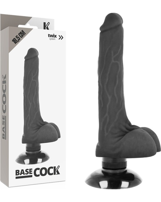 Basecock Reālistisks vibrators melns 18,5 CM