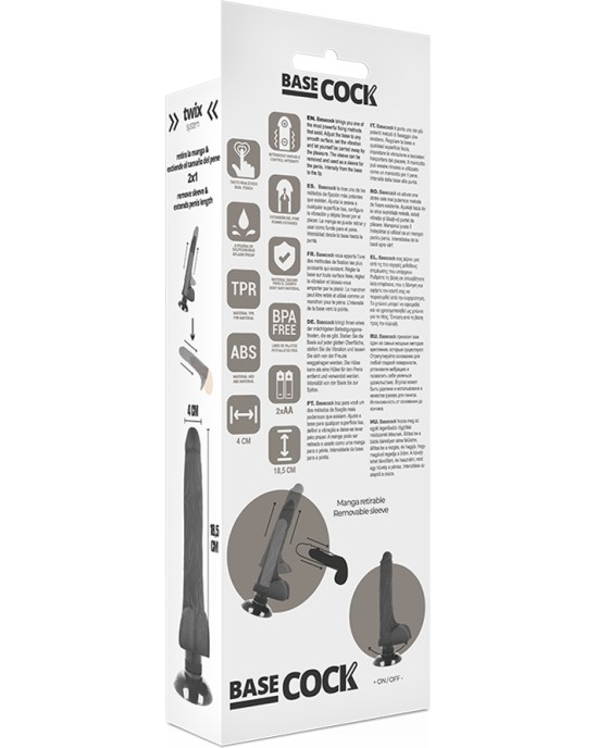 Basecock REALISTIC VIBRATOR 2-1 melns 18.5 CM