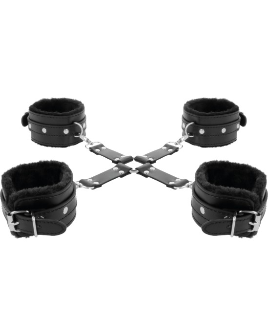 Darkness Bondage DARKNESS - LEATHER HANDCUFFS FOR FOOT AND HANDS BLACK