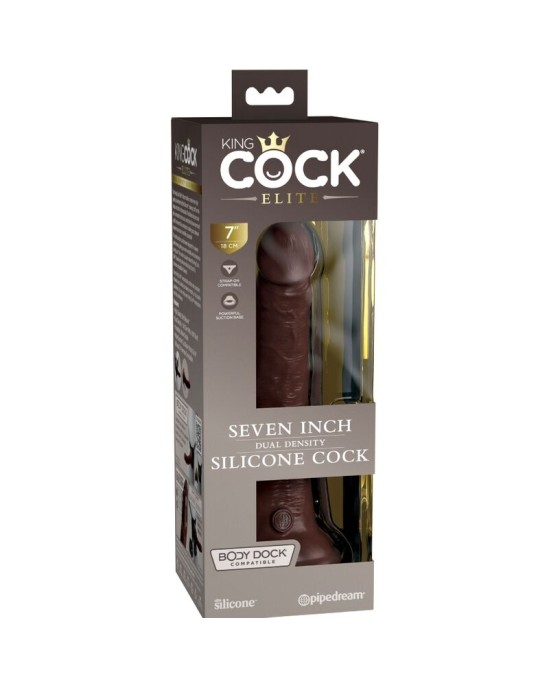 King Cock ELITE - REĀLISTS SILIKONA DILDO 17,8 CM BRŪNA