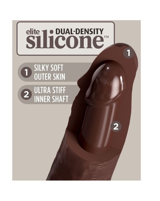 King Cock ELITE - REĀLISTS SILIKONA DILDO 17,8 CM BRŪNA