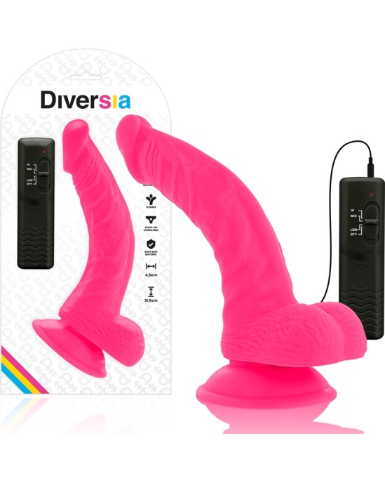 Diversia Elastīgs Vibrējošs Dildo 21,5 CM - rozā