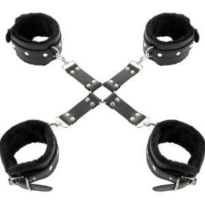 Darkness Bondage DARKNESS - LEATHER HANDCUFFS FOR FOOT AND HANDS BLACK