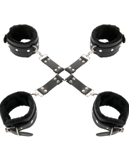 Darkness Bondage DARKNESS - LEATHER HANDCUFFS FOR FOOT AND HANDS BLACK