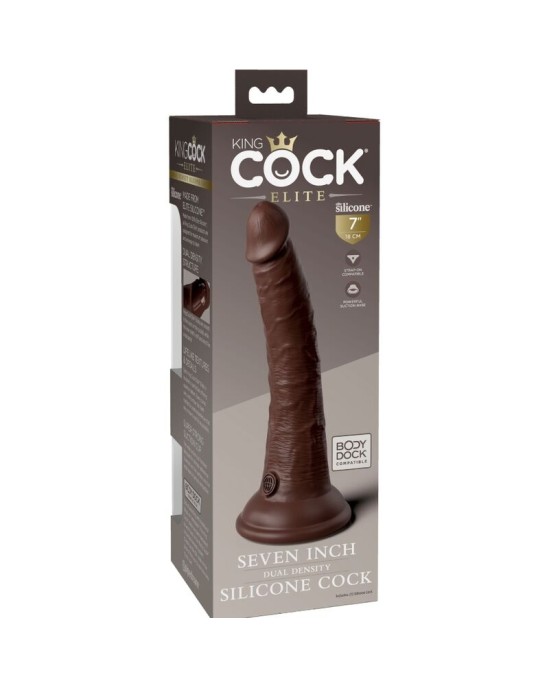 King Cock ELITE - REALISTIC SILICONE DILDO 17.8 CM BROWN