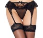 Queen Lingerie THONG AND GARTER BELT - melns L/XL