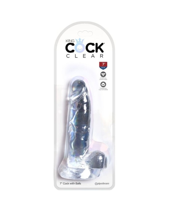 King Cock CLEAR - REALISTIC PENIS WITH BALLS 15.2 CM TRANSPARENT