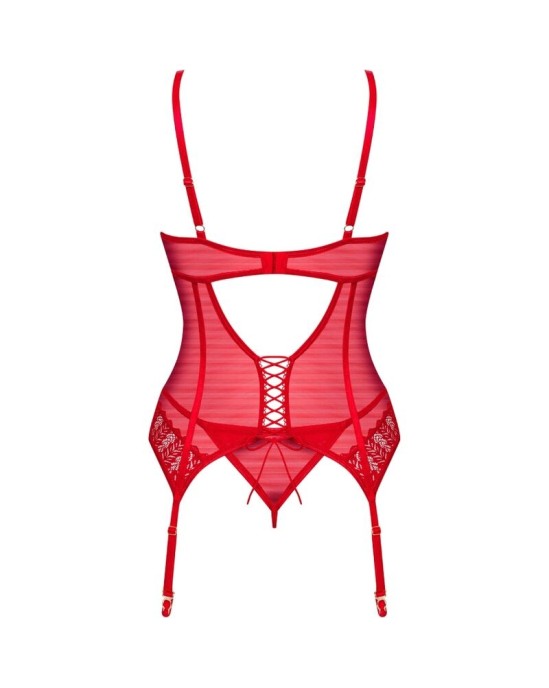 Obsessive Corsets OBSESSIVE - INGRIDIA CORSET & THONG RED M/L