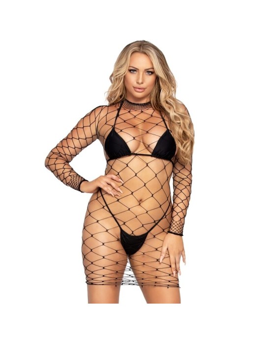 Leg Avenue Dresses LEG AVENUE FENCE NET MINI DRESS ONE SIZE