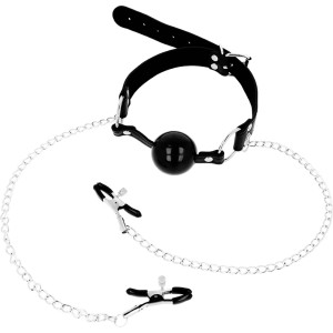 Ohmama Fetish BLACK BALL GAG AR NIPEĻSAVĀM