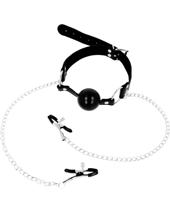 Ohmama Fetish BLACK BALL GAG AR NIPEĻSAVĀM