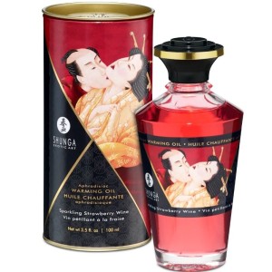 Shunga Oils SHUNGA - MASĀŽAS EĻĻA SHUNGA - ZEMENES UN CAVA SILTUMA EFEKTA 100 ml