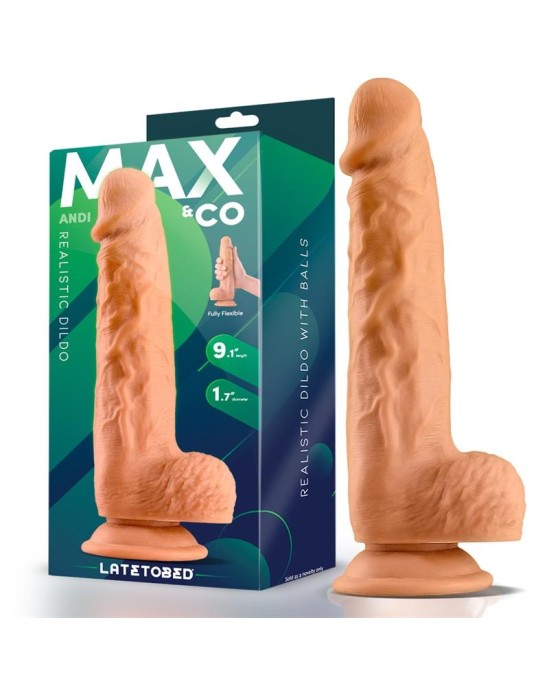 Max & Co Andi reālistisks dildo ar sēkliniekiem 9.1 miesu