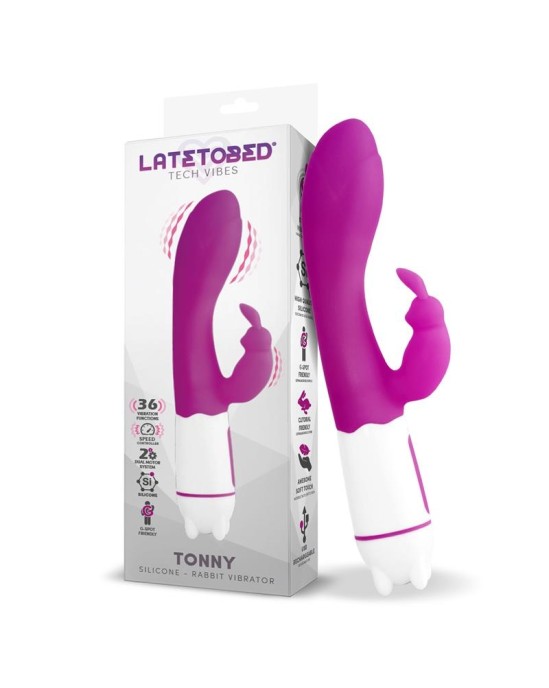 Latetobed Tonny USB Vibrator G Spot 36 Functions Silicone Purple