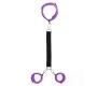 Bondage Play Handcuffs to Collar with Leash Adjustable Purple