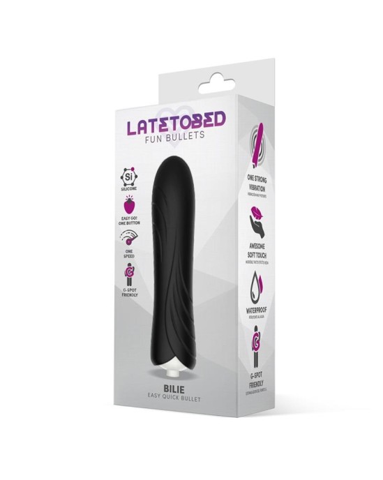 Latetobed Bilie Easy Quick Vibrating Bullet Silikona melns