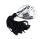 Latetobed Bdsm Line Self-Adhesive Heart Sequin Nipple Cover with Tassel Silver/Black