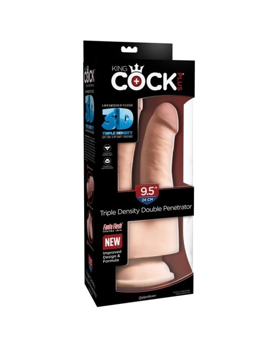 King Cock 3D Triple Density and Double Penetration Dildo Plus 9.5 Flesh