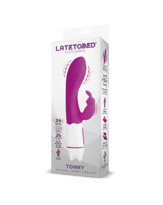 Latetobed Tonny USB vibrators G Spot 36 funkcijas Silikona violets