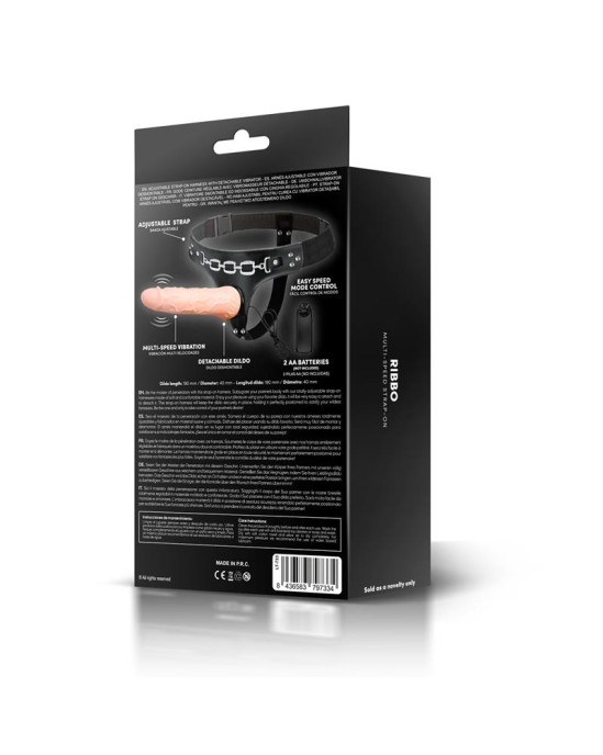 Harness Collection Latetobed Ribbo Multi-Speed Strap-On siksna ar tālvadības pulti