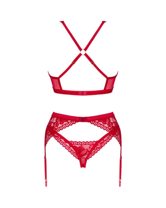 Obsessive Sets OBSESSIVE - LACELOVE THREE PIECES SET RED M/L