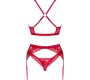 Obsessive Sets OBSESSIVE - LACELOVE THREE PIECES SET RED M/L