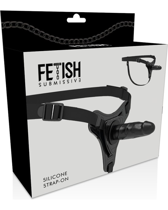 Fetish Submissive Harness REĀLISTS MELNS SILIKONS 15 CM