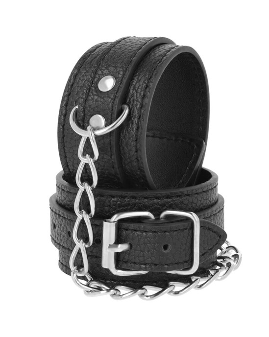 Darkness Bondage DARKNESS - BLACK TEXTURED LEATHER HANDCUFFS