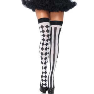 Leg Avenue Hosiery LEG AVENUE - MELNAS/BALTAS ARLEQUIN AUGSTĀS ZEĶES