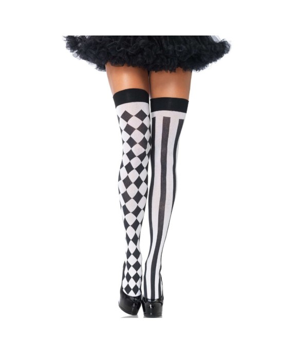 Leg Avenue Hosiery LEG AVENUE - MELNAS/BALTAS ARLEQUIN AUGSTĀS ZEĶES