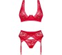 Obsessive Sets OBSESSIVE - LACELOVE THREE PIECES SET RED M/L