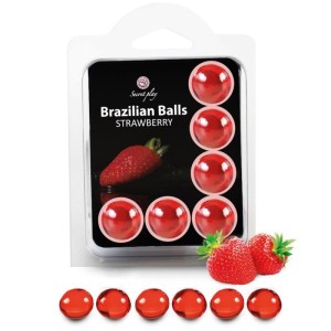 Secretplay Cosmetic SECRETPLAY - KOMPLEKTS 6 BRAZILIAN BALLS STAWBERRY